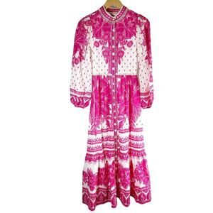 BNWT FARM Rio Pink and White Floral Midi Dress